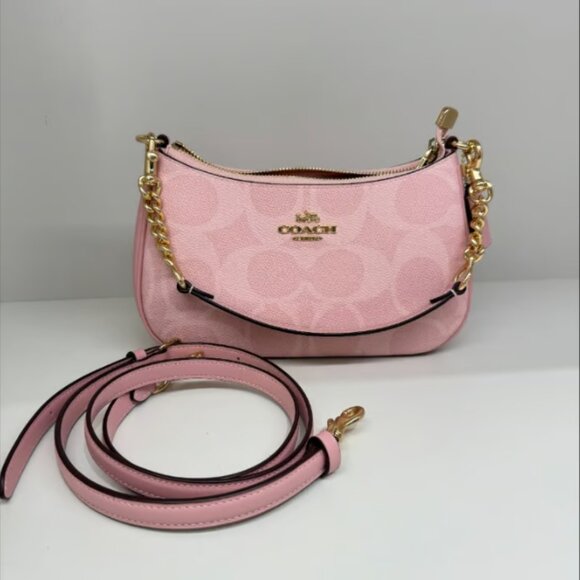 NWT Coach Teri Powder Pink Shoulder Bag CAL51 Crescent Crossbody Purse - Picture 1 of 8